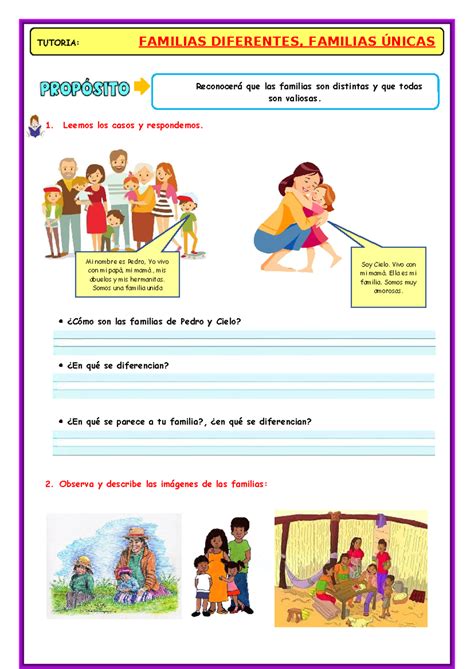 U3 S2 Ficha D5 Tutoría Familias Diferentes Familias Unicas 1 Leemos Los Casos Y Respondemos