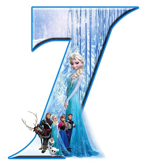 The Number Seven Is Shown With Frozen Characters