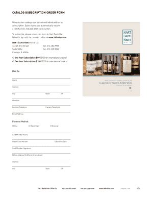 Fillable Online CATALOG SUBSCRIPTION ORDER FORM Wine Auction Catalogs