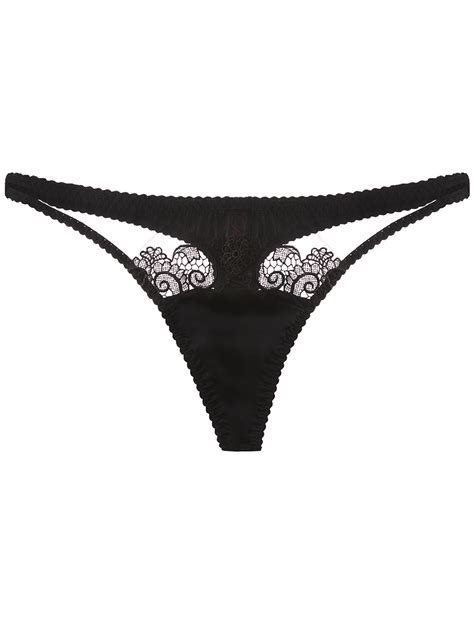 Fleur Of England Belle De Nuit Lace Thong In Black Lyst