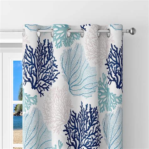 Amazon.com: Nautical Coastal Curtains Coral Pattern Beach Themed