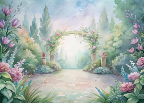 Premium Vector | Watercolor background featuring a flower garden