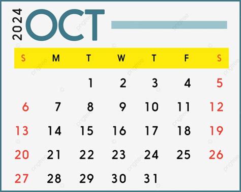 October 2024 Monthly Calendar Vector October 2024 Monthly Calendar