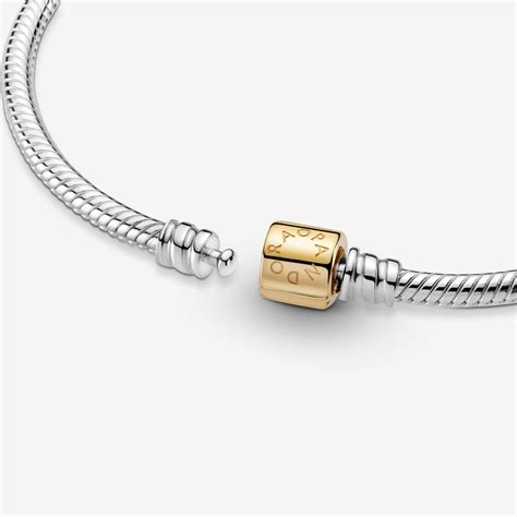 Pandora Moments Two-tone Barrel Clasp Snake Chain Bracelet | Pandora US