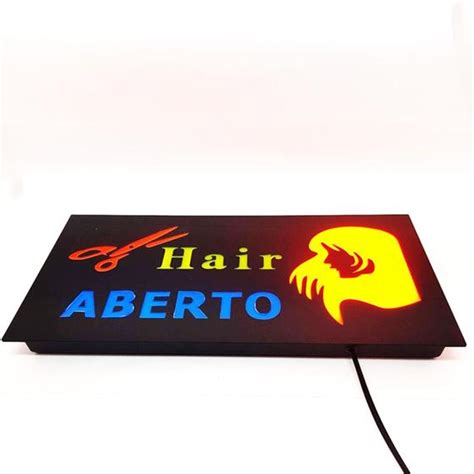 Placa Cabeleireiro Barbearia Letreiro Luminoso Neon Painel Led