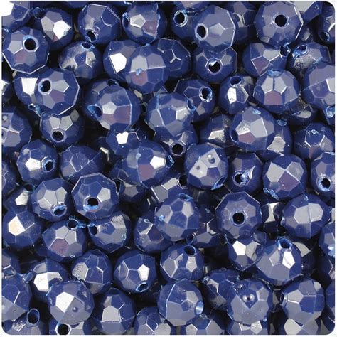 Beadtin Navy Blue Opaque Mm Faceted Round Craft Beads Pcs