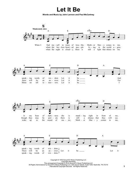 Let It Be Por The Beatles Partituras Para Guitarra F Cil En Sheet Music