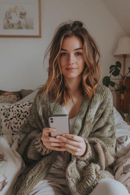 Beautiful Girl Selfie In Cozy Bedroom Premium Ai Generated Image