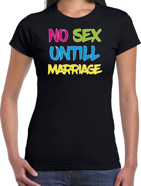 Bellatio Decorations Foute Party T Shirt Dames No Sex Untill Marriage