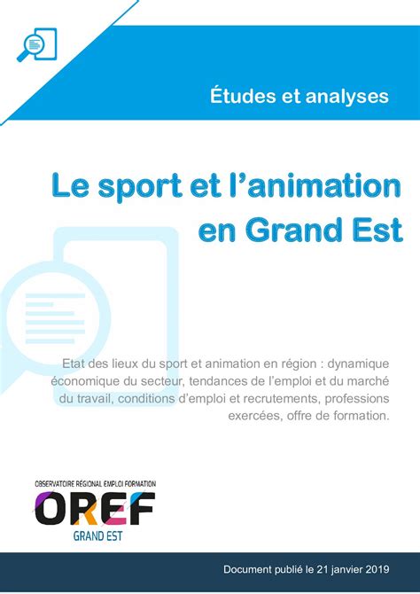 Le Sport Et L Animation En Grand Est OREF Grand Est