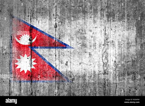 Nepal Flag Painted On Background Texture Gray Concrete Stock Photo Alamy