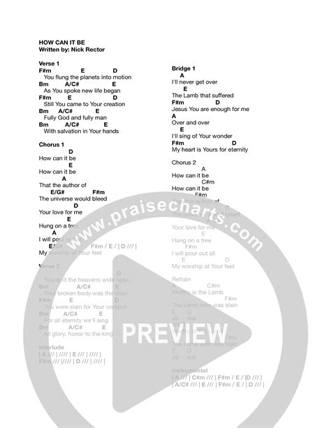 How Can It Be Live Chords Pdf Providence Worship Praisecharts