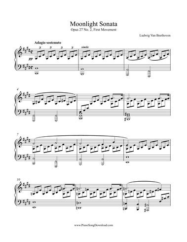 Columpio Leve Marina Moonlight Sonata Piano Sheet Pdf Restante Iluminar