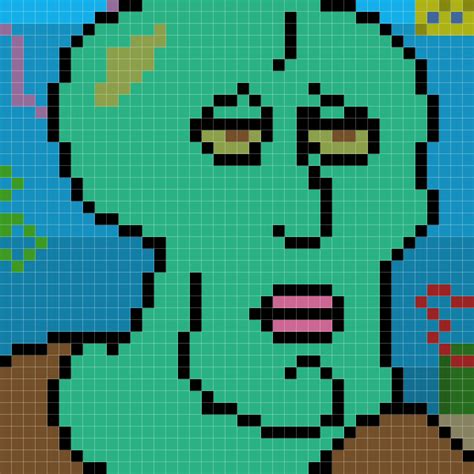 Squidward 3x3 Minecraft Pixel Art Pixel Art Templates Pixel Art Images