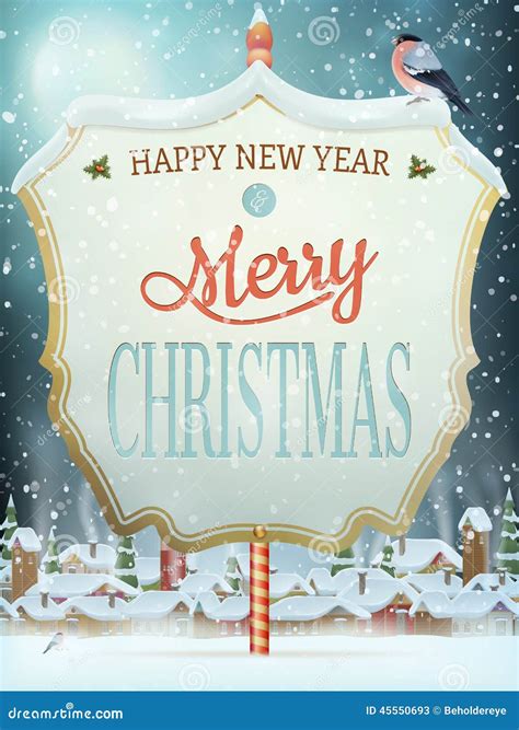 Christmas Vintage Street With Signboard Eps 10 Stock Vector