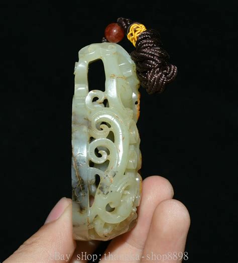 3 Antique China Dynasty Hetian Jade Carving Palace Dragon Beast People