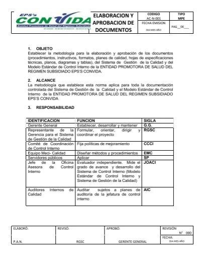 Elaboracion Y Aprobacion De Documentos Convida