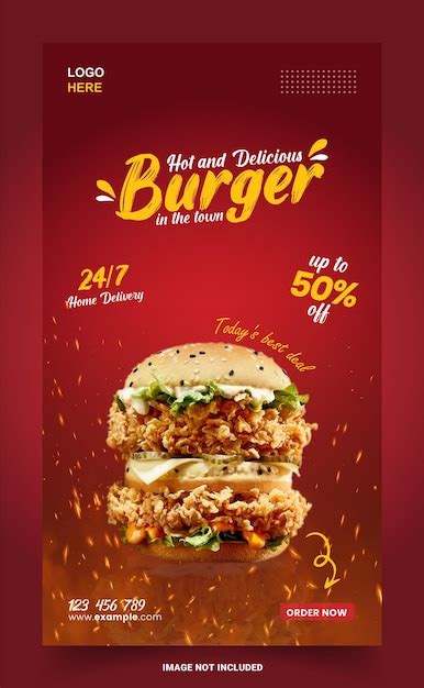 Premium Vector Delicious Burger And Food Menu Instagram And Fakebook