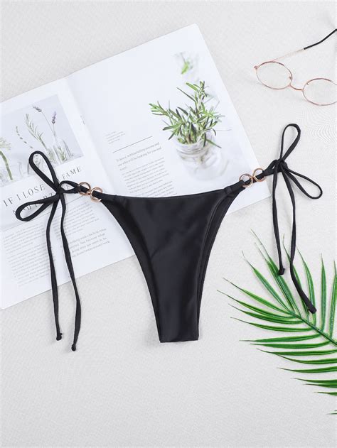 Shein Swim Basics Ring Linked Tie Side Bikini Thong Shein Usa