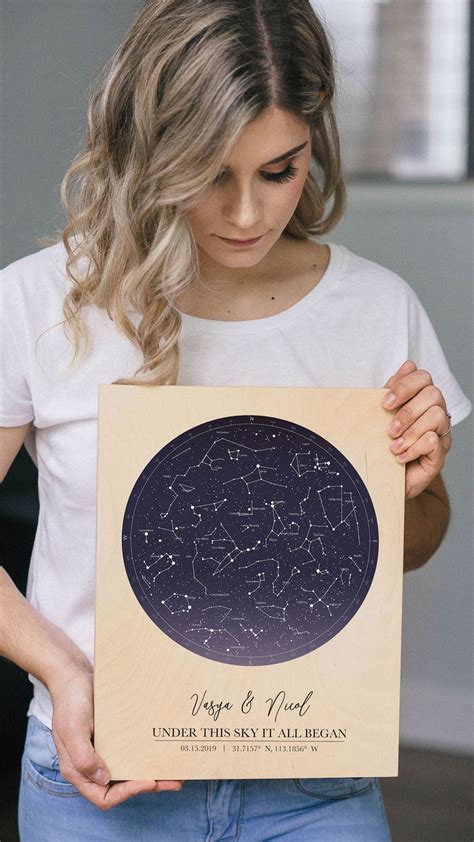 Star Map On Wood Personalized Constellation Map Custom Night Sky Stars On Wedding Celestial