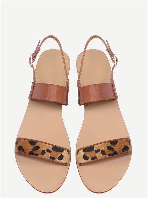 Leopard Print Sandals With Gold Ankle Strap Shein Sheinside