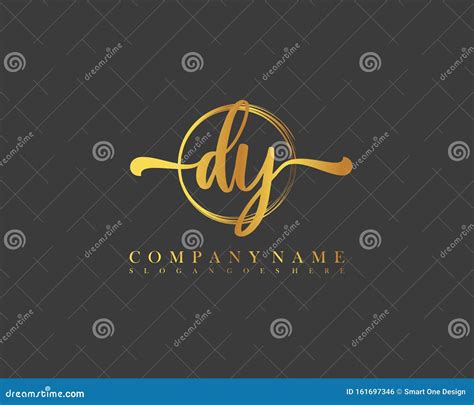 Dy Initial Handwriting Logo Circle Hand Drawn Template Vector Stock