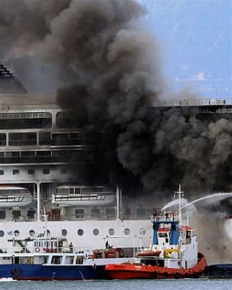 Cruise Ship Horror As Huge Fire Engulfs Vessel Docked Off Coast Of Corfu In Greece World