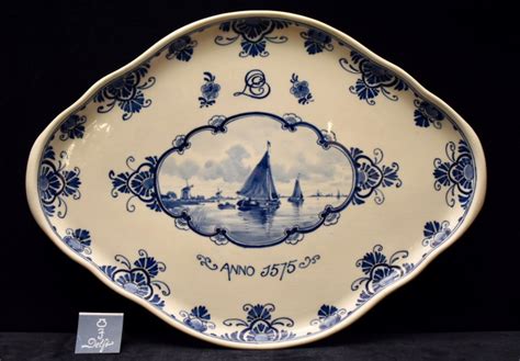 Antique Dutch Blue White Royal Delft Hand Painted LUCAS BOLS Serving