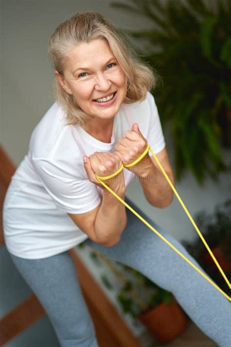 Mature Woman Exercise At Home Stock Image Image Of Adults Activity