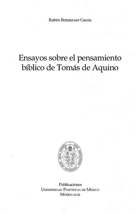 Ensayos Sobre El Pensamiento B Blico De Tom S De Aquino Librer A Upm