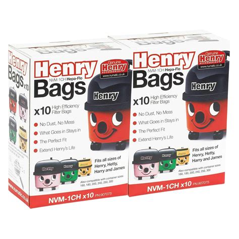 Genuine Henry Hoover Bags Hepaflo Nvm 1ch 907075 Numatic Hetty James