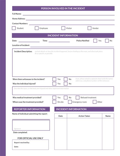 Incident Report Template HR University 2023