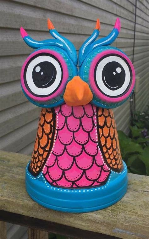 Clay Pot Terra Cotta Owl Painted Clay Pots Plant Pots Crafts