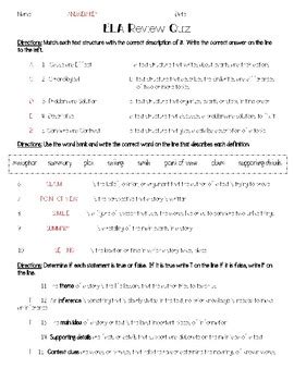 Th Grade Ela Test Prep Quiz By Msbeachyteach Teachers Pay Teachers