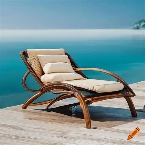 Front View Of A Rattan Lounge Chair For Sunbathing