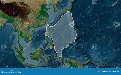 Philippine Sea Tectonic Plate Physical Map Stock Illustration