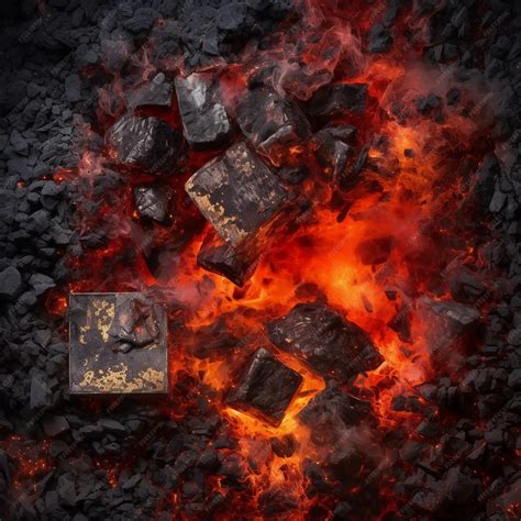 Premium AI Image | A coal fire with a burning coal in the foreground