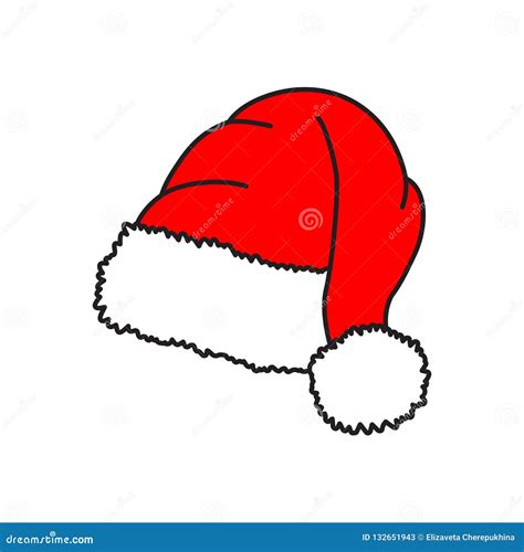 Santa Hat Vector Icon Christmas Hat Red Cap Stock Vector