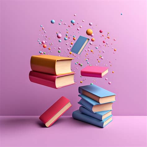 Premium Ai Image Stack Of Colorful Books Illustration Ai Generation