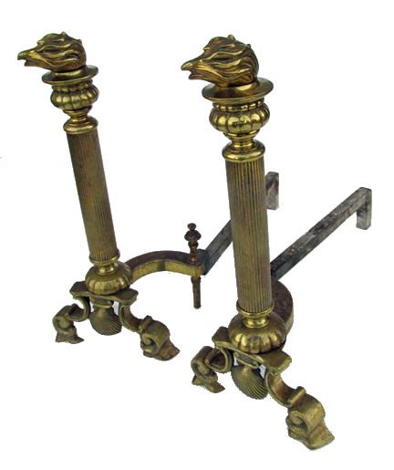 Cast Brass Andirons - Wooden Nickel Antiques