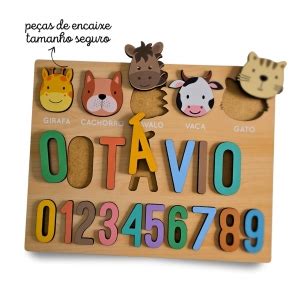 Jogo Tabuleiro Educativo Encaixe Personalizado Animais N Meros