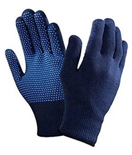 Cotton Knitted Blue On Blue PVC Dotted Hand Gloves At Rs 11 5 Pair In Pune