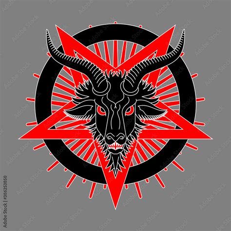 Baphomet Goat Head Satanic Symbol Satan With Demon Devil Symbol