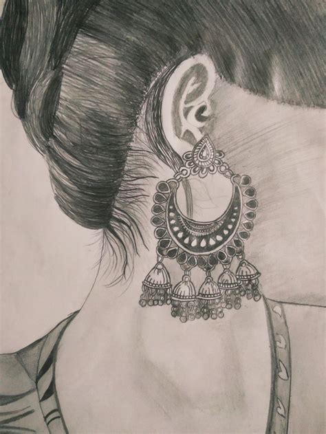 Realistic Ear Ring Pencil Sketch Pencil Sketch Images Girly Drawings