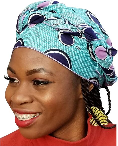 Blue Multicolor African Print Ankara Head Wrap One Size