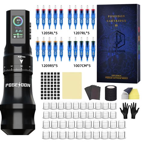 Poseidon Tattoo Pen Kit Tattoo Machine With Pcs Tattoo Needles