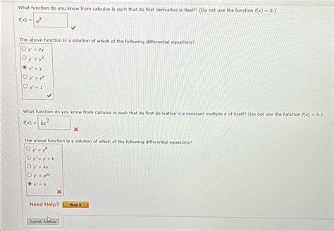 Solved What Function Do You Know From Calculus Is Such That