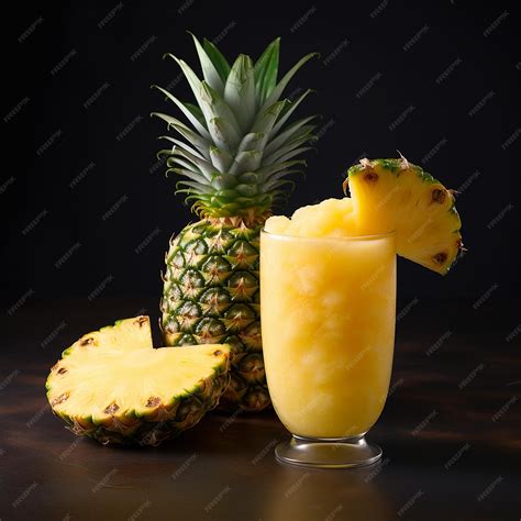 Premium Photo 3d Rendered Image Of A Glass Of Pineapple Slush Next To