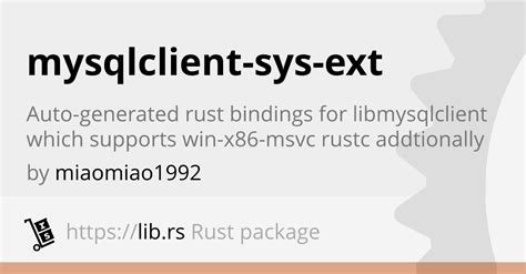 Mysqlclient Sys Ext Db Interface For Rust Lib Rs