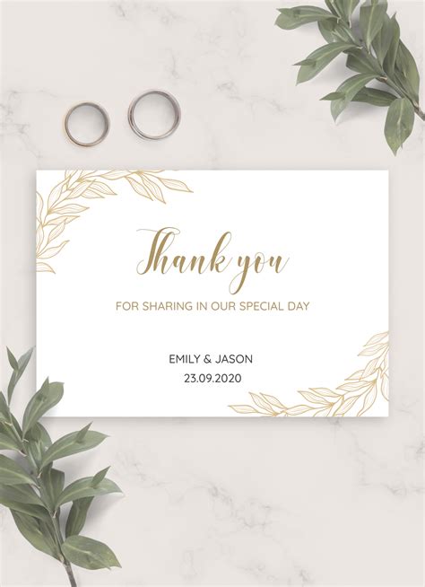 Download Printable Golden Wedding Thank You Card Pdf